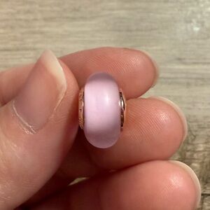 Pandora Frosted Pink Glass Murano 14k Rose Gold Plates Bead Charm